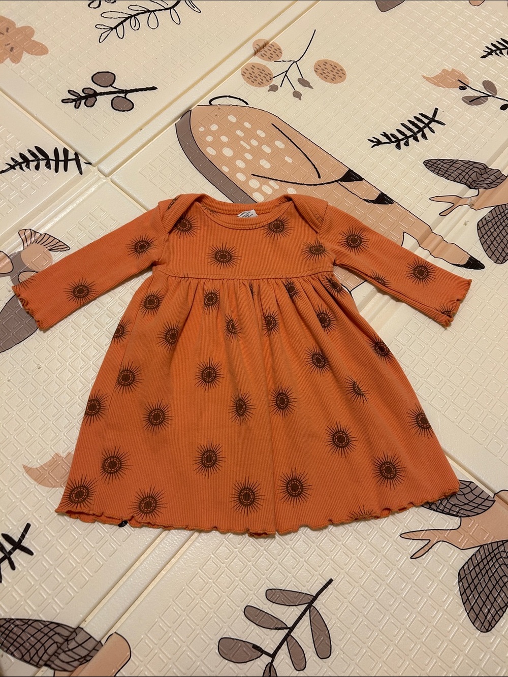 kate quinn Orange Sunburst Long-Sleeve Baby Dress